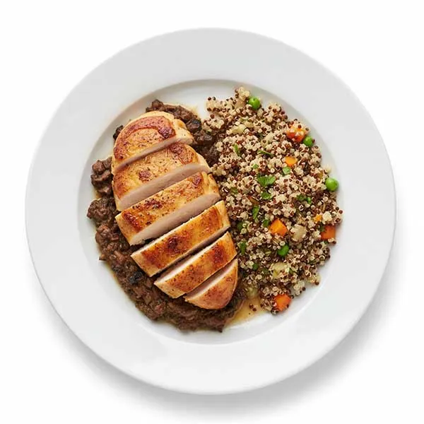 Roast Chicken With Mushroom Duxelles & quinoa rice mix